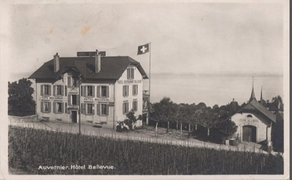 <span class='txt12-gruen'>Auvernier. Hôtel Bellevue.</span><br /><span class='txt12'>Unbekannt / gelaufen, 1931</span><br />