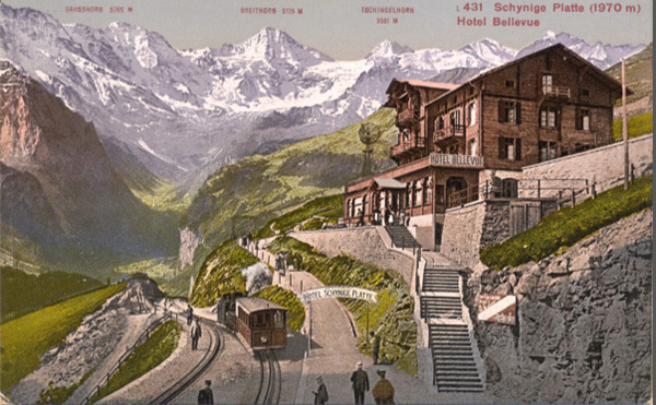 <span class='txt12-gruen'>Schynige Platte (1970 m). Hotel Bellevue</span><br /><span class='txt12'>Ed. Photoglob / ungelaufen</span><br />