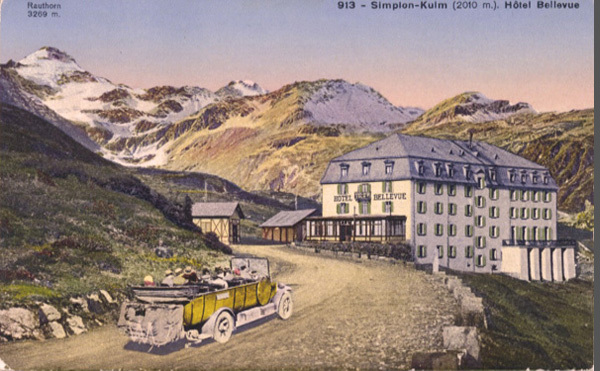 <span class='txt12-gruen'>Simplon - Kulm (2010 m). Hôtel Bellevue</span><br /><span class='txt12'>Soc. Graphique Neuchâtel / ungelaufen</span><br />