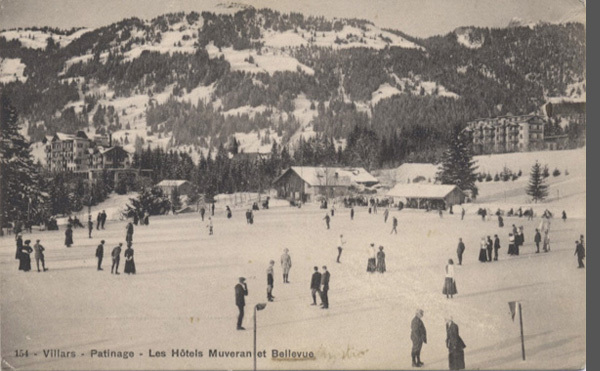 <span class='txt12-gruen'>Villars - Patinage - Les Hôtels Muveran et Bellevue</span><br /><span class='txt12'>Phot. Butner / gelaufen, 1914</span><br />